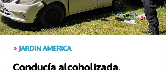 JARDÍN AMÉRICA: Conducía alcoholizada, despistó y terminó detenida tras caer con su auto a un arroyo